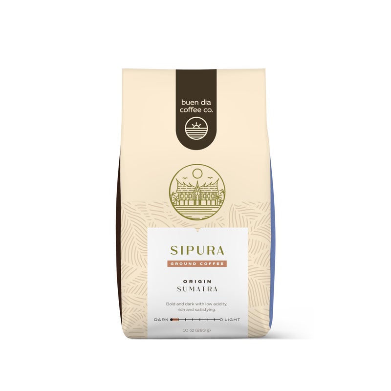 Buen Dia Coffee Co. Sumatran Ground Coffee, 10 Ounce - Certified Organic, Fairtrade Coffee - Image 1